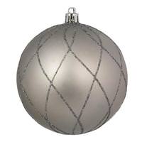 Vickerman 6" Limestone Matte Glitter Swirl Ball Ornament (3 pack)