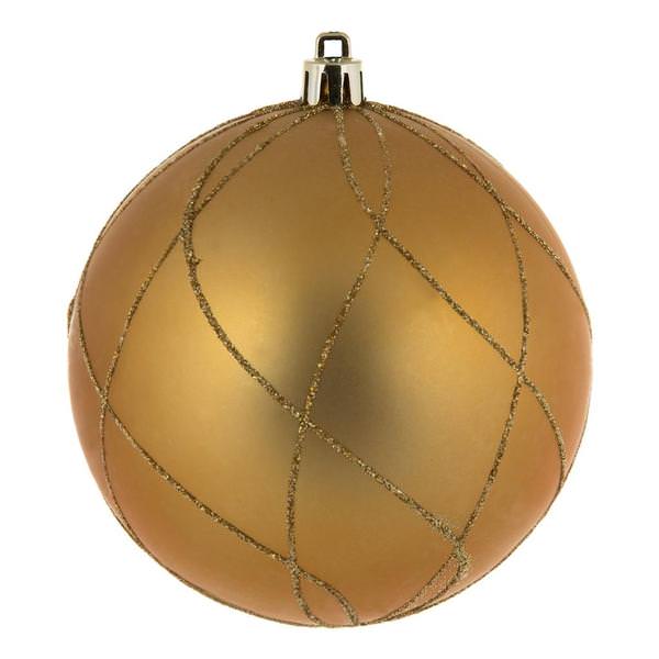 4" Copper Gold Matte Glitter Swirl Ornament (4 pack)