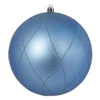 View 8" Periwinkle Matte Glitter Swirl Ball Ornament