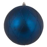 Vickerman 4" Midnight Blue Matte Glitter Swirl Ball Ornament (4 pack)