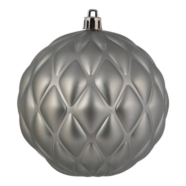 4" Limestone Matte Round Pine Cone Ornament (6 pack)