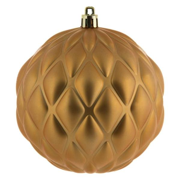 4" Copper Gold Matte Round Pine Cone Ornament (6 pack)