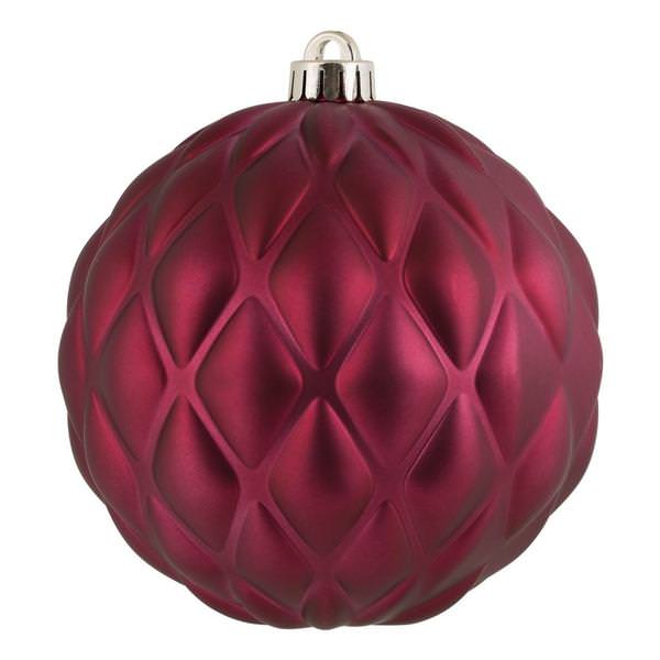 6" Berry Red Matte Round Pine Cone Ornament (4 pack)