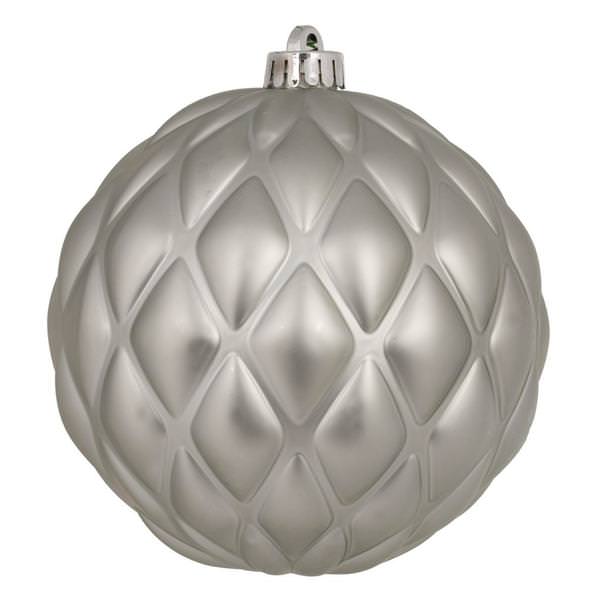 6" Limestone Matte Round Pine Cone Ornament (4 pack)