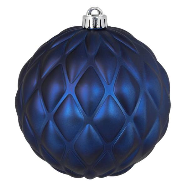 6" Midnight Blue Matte Round Pine Cone Ornament (4 pack)