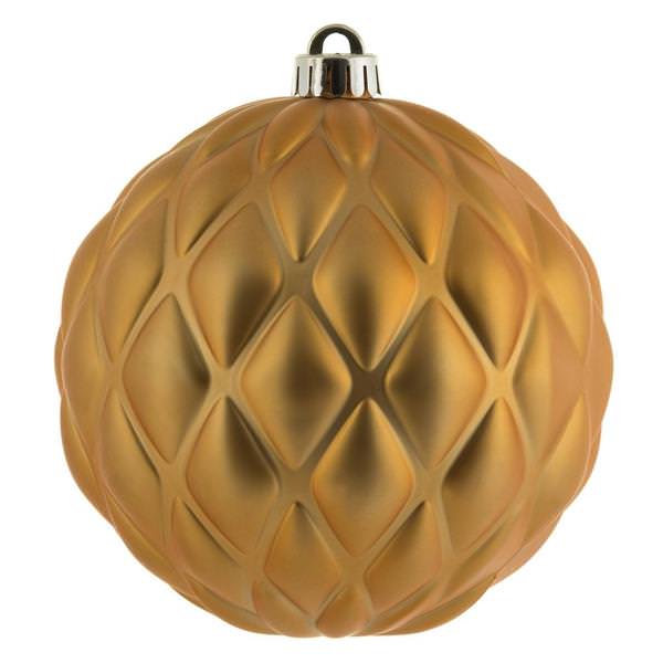 6" Copper Gold Matte Round Pine Cone Ornament (4 pack)