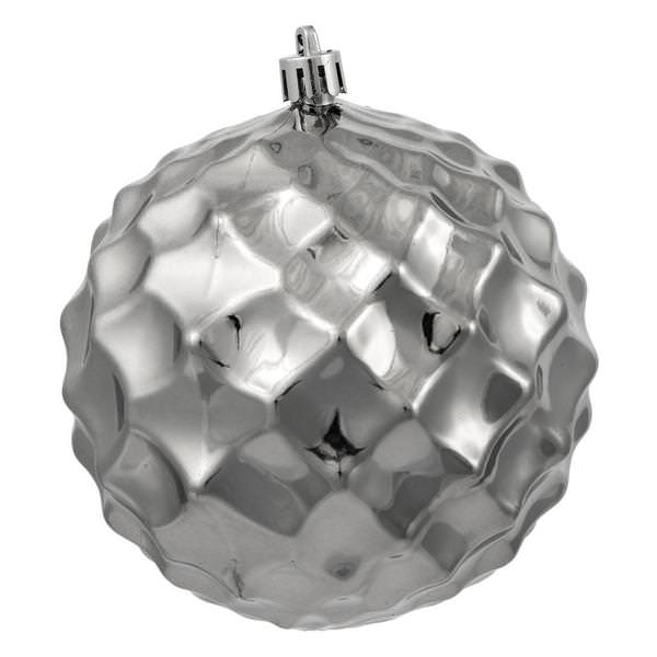4" Limestone Shiny Diamond Bauble Ornament (6 pack)
