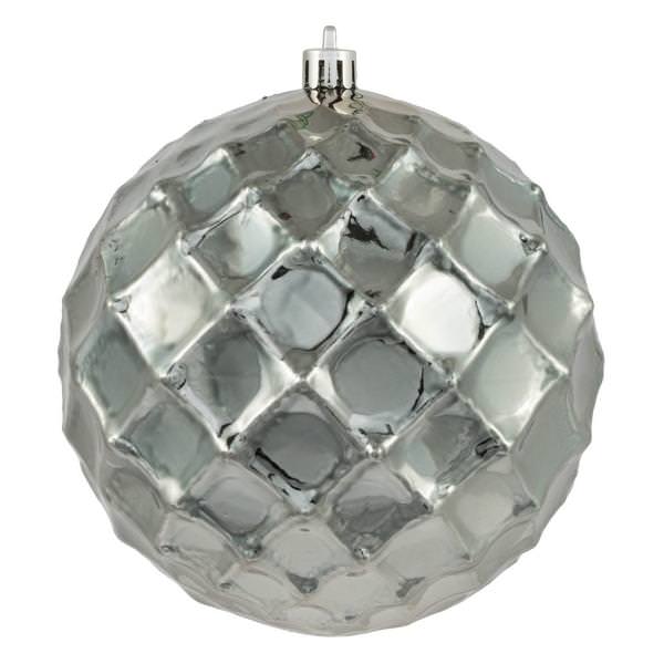 4.75" Limestone Shiny Diamond Bauble Ornament (4 pack)