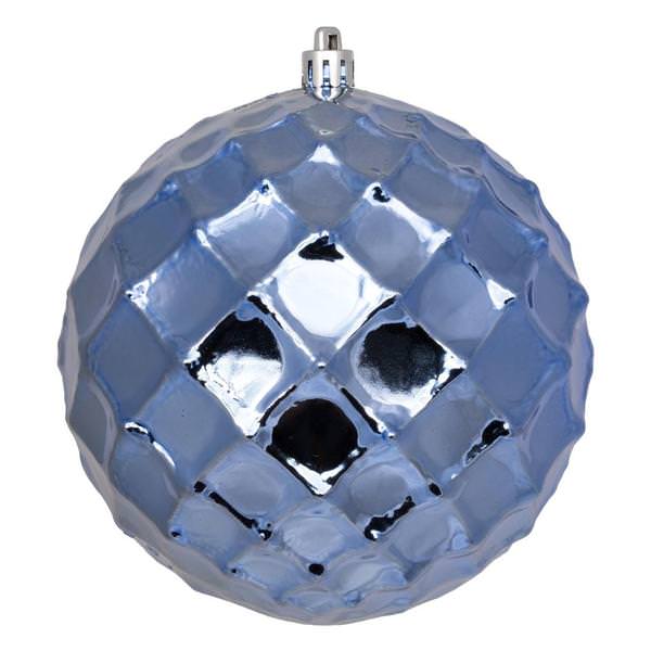 4" Periwinkle Shiny Diamond Bauble Ball Ornament (6 pack)