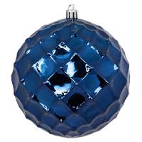 Vickerman 4" Midnight Blue Diamond Bauble Ball Ornament (6 pack)
