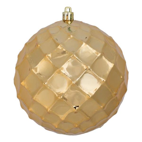 4.75" Copper / Gold Diamond Bauble Ornament (4 pack)