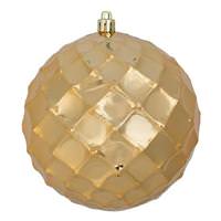 Vickerman 4.75" Copper / Gold Diamond Bauble Ornament (4 pack)
