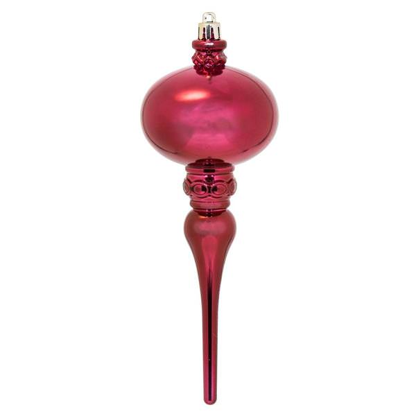 8" Berry Red Shiny Finial Ornament (3 pack)