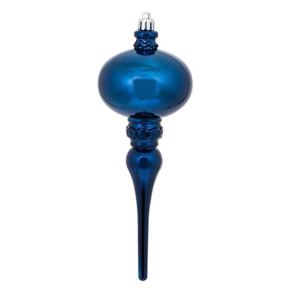 8" Midnight Blue Shiny Finial Ornament (3 pack)