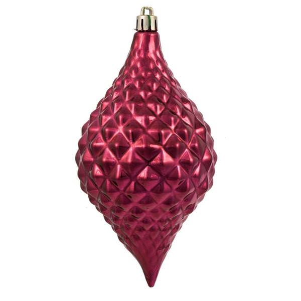 6" Berry Red Shiny Diamond Drop Ornament (4 pack)