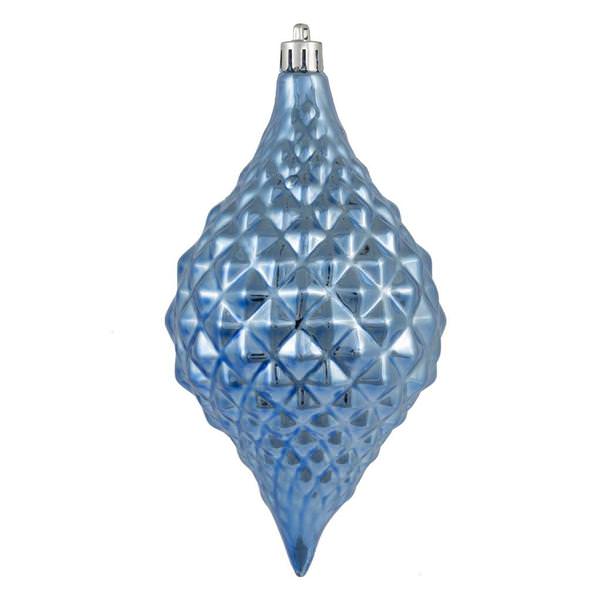 6" Periwinkle Shiny Diamond Drop Ornament (4 pack)