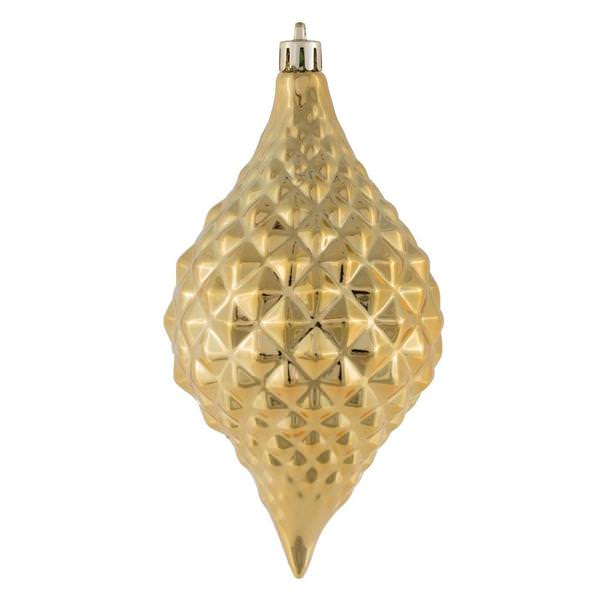 6" Copper Gold Shiny Diamond Drop Ornament (4 pack)