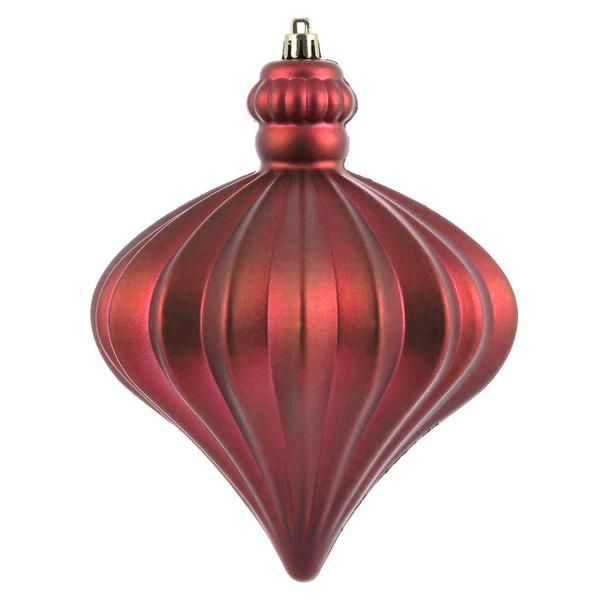 6" Berry Red Matte Onion Drop Ornament (4 pack)