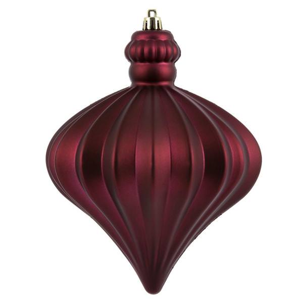 6" Berry Red Matte Onion Drop Ornament (4 pack)