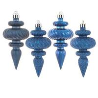 View 4" Midnight Blue 4 Assorted Finish Finial Ornament (8 pack)
