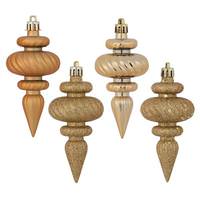 Vickerman 4" Copper / Gold 4 Assorted Finish Finial Ornament (Set of 8)