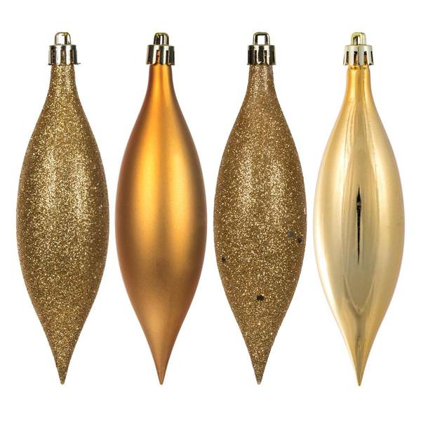 5.5" Copper Gold 4 Assorted Finish Drop Ornament (8 pack)