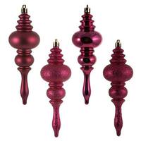 Vickerman 7" Berry Red 4 Assorted Finish Finial Ornament (8 pack)
