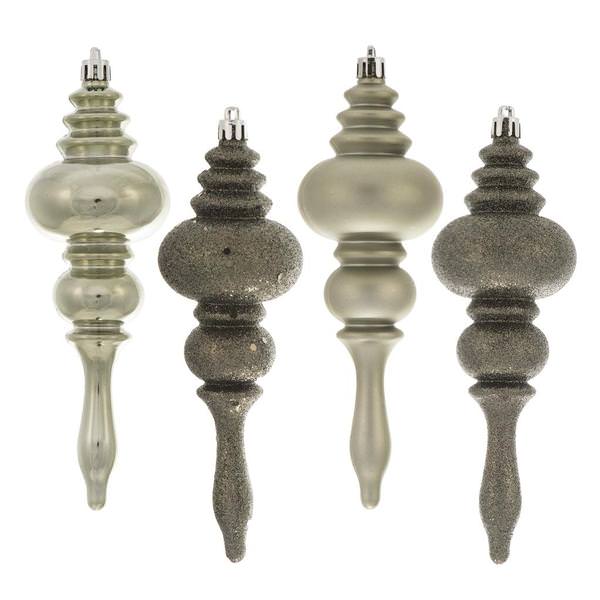 7" Wrought Iron 4 Assorted Finish Finial Ornament (8 pack)