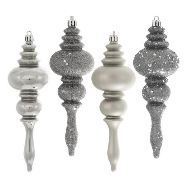 7" Limestone 4 Assorted Finish Finial Ornament (8 pack)
