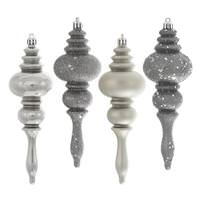 Vickerman 7" Limestone 4 Assorted Finish Finial Ornament (8 pack)