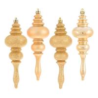 Vickerman 7" Copper Gold 4 Assorted Finish Finial Ornament (8 pack)