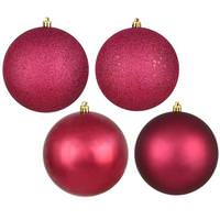 View 2.4" Berry Red 4 Finish Matte / Shiny / Sequin / Glitter Ball Ornament (set of 24)
