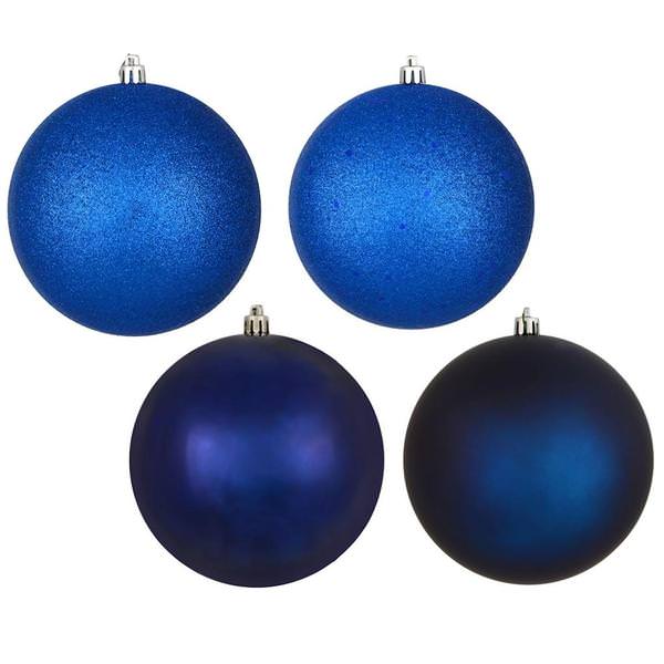 2.4" Midnight Blue 4 Finish Matte / Shiny / Sequin / Glitter Ball Ornament (set of 24)