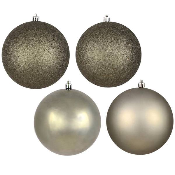 4.75" Wrought Iron 4 Finish Matte / Shiny / Sequin / Glitter Ball Ornament (set of 4)