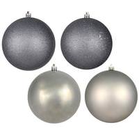 Vickerman 3" Limestone 4 Finish Matte / Shiny / Sequin / Glitter Ball Ornament (set of 16)
