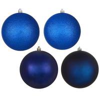 Vickerman 3" Midnight Blue 4 Finish Matte / Shiny / Sequin / Glitter Ball Ornament (set of 16)