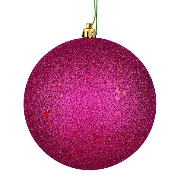 4" Berry Red Sequin Ball Ornament (6 pack)