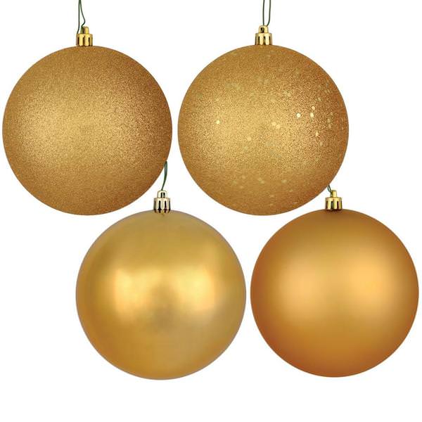 6" Copper Gold 4 Assorted Finish Ball Ornament (4 pack)