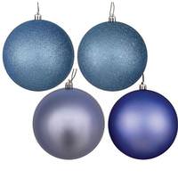 Vickerman 8" Periwinkle 4 Finish Matte / Shiny / Sequin / Glitter Ball Ornament (set of 4)