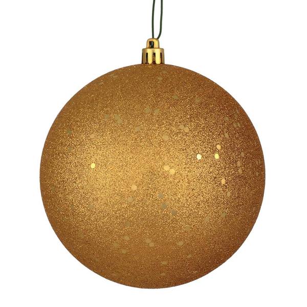 8" Copper Gold Sequin Ball Ornament