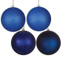 View 12" Midnight Blue 4 Finish Matte / Shiny / Sequin / Glitter Ball Ornament (set of 4)