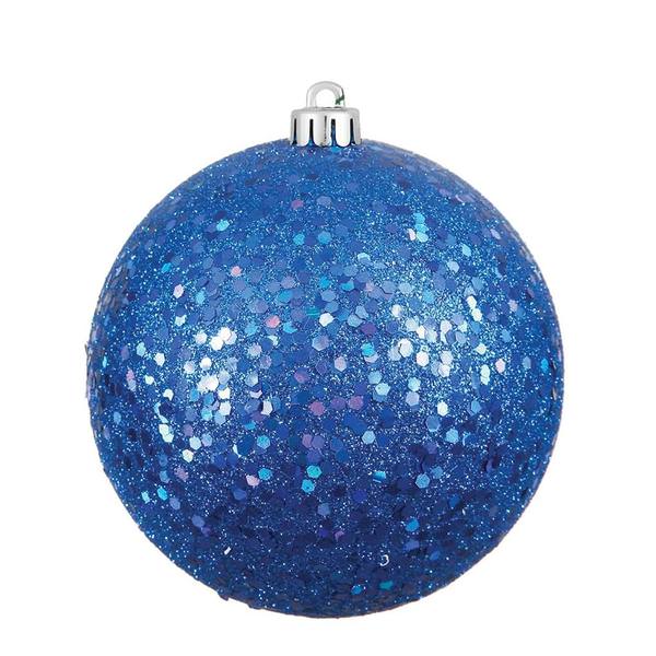 4.75" Blue Sequin Ball Ornament (4 pack)