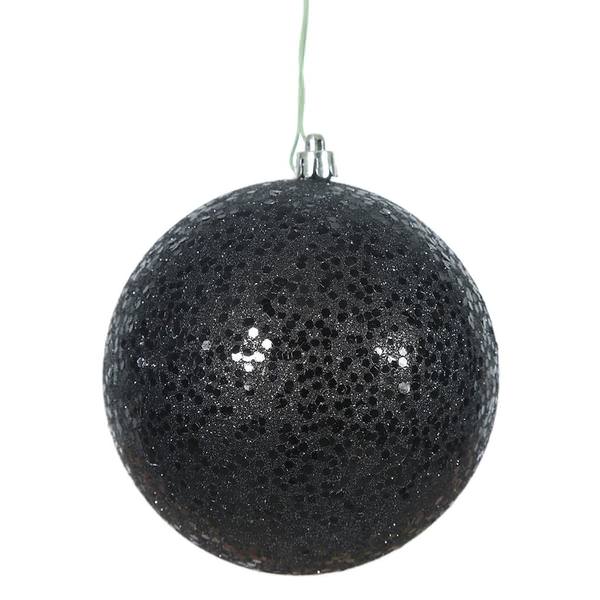 4.75" Black Sequin Ball Ornament (4 pack)