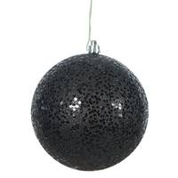 Vickerman 4.75" Black Sequin Ball Ornament (4 pack)