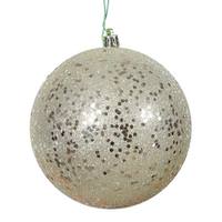 View 4.75" Champagne Sequin Ball Ornament (4 pack)