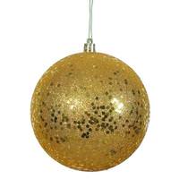 Vickerman 4.75" Antique Gold Sequin Ball Ornament (4 pack)