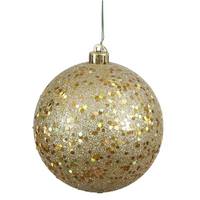 Vickerman 4.75" Gold Sequin Ball Ornament (4 pack)