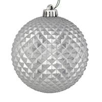 Vickerman 6" Silver Durian Glitter Ball Ornament (4 pack)