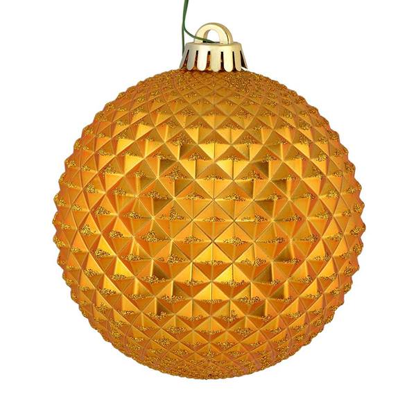6" Antique Gold Durian Glitter Ball Ornament (4 pack)