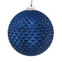 View 6" Midnight Blue Durian Glitter Ball Ornament (4 pack)